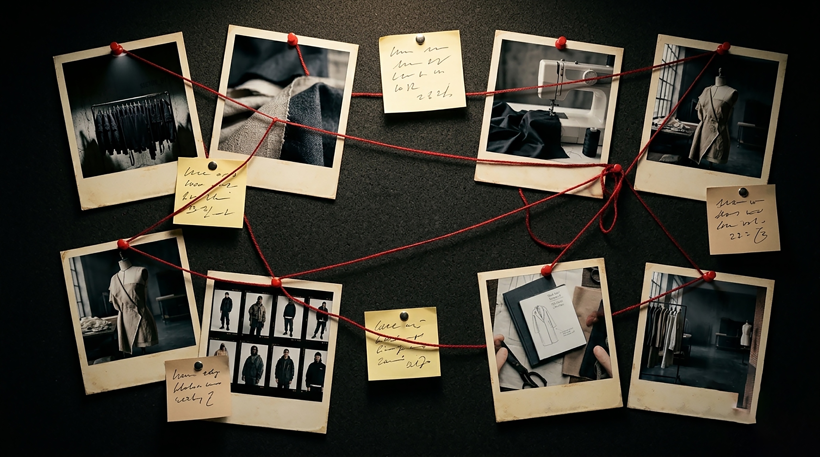 Problemy founderów marek odzieżowych, sticky notes na korkowej tablicy